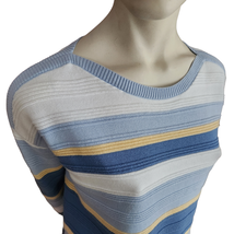 Christopher &amp; Banks Boat Neck Sweater Women&#39;s Size Large Blue Multicolor Stripes - £11.19 GBP