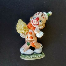 Lefton Porcelain Bisque CLOWN Figurine Peach Suit Ice Cream Cone 3&quot; Home Decor - £4.74 GBP