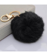 8cm Peludo Bola Llavero - Negro Gris Azul Claro Violeta Melocotón Dije P... - $3.50+