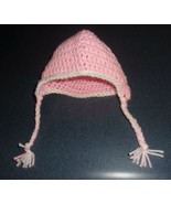 Handmade Crocheted Pink White Ear Flap Hat 18 Inch Doll American Girl Br... - £8.23 GBP
