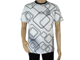 Mens PLATINI Sports Shirt With Rhine Stones Medallion Chain STT7794 White Black - £20.03 GBP