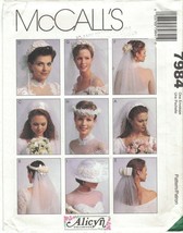 McCall&#39;s 7984 Alicyn Bridal Veil, Headpiece, Headband &amp; Hat Pattern 9 Styles UC - £7.80 GBP