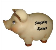Piggy Bank Blush Pink Color Shopping Sprees Sentiment Resin 10" Long