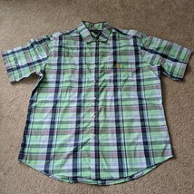 US Polo Assn Green Large Plaid Short Sleeve Men&#39;s Button Up Shirt Size L - £11.00 GBP