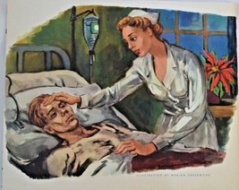 Vintage Art Print Illustration &quot;The Nurse and The Patient&quot; 1948 - £23.60 GBP