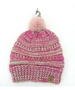 Kids Gilrs Multicolor Knit Beanie Hat with Fur Pom Pom Unicorn Soft Stre... - £6.12 GBP