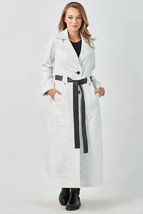 Halloween Soft Lambskin Leather White Women Trench Coat Stylish Handmade... - £134.04 GBP