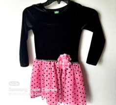 Dolly &amp; Me Girls Size6 Dress Flower Rhinestones Black Velvet PolkaDot Pi... - $19.68