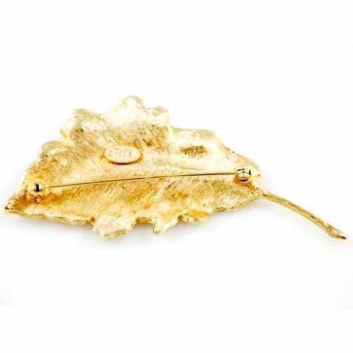 Vintage Brooch SIgned Pastelli Large Goldtone Leaf 1960’S Item image 2