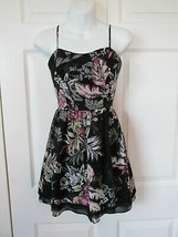 PRINCESS VERA WANG Black Floral Spaghetti Strap Dress Women&#39;s Size 0 A-L... - $29.95
