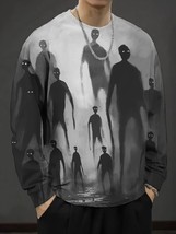 Men&#39;s Spooky Crowd Halloween Print Long Sleeve T-Shirt - £15.77 GBP