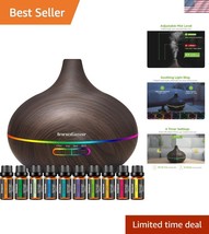 400ml Ultrasonic Aromatherapy Diffuser &amp; 10 Oil Set with Timer - Dark Wo... - $45.00