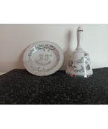 Norcrest China 25th Wedding Anniversary Plate &amp; Bell L-606 Silver Made i... - £11.74 GBP