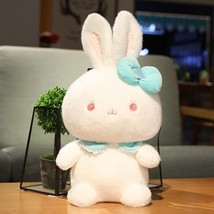 Baby Rabbit Plush Toys Cute Rabbit with Bow Plush Dolls Stuffed Soft Animal Pill - £14.03 GBP