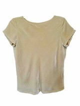 Talbots Petites Womens PS Tan Wavy Velour Silk Blend Lined Short Sleeve Top - £23.73 GBP