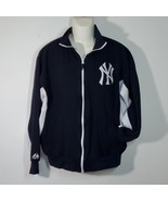 NY Yankees Jacket Men&#39;s Size LT Baseball Lightweight Terry Blue White Ma... - £30.19 GBP