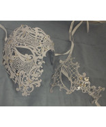 White Crystal Phantom Men Woman Venetian  Masquerade Metal Couple Mask M... - £28.56 GBP