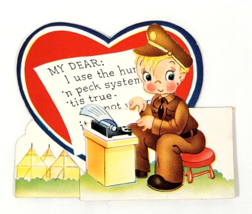 1940&#39;s Typewriter Army Soldier Love You Stand Up Valentine&#39;s Card - £7.94 GBP