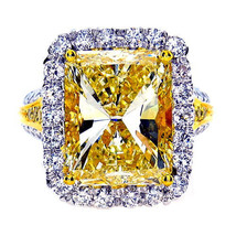 Huge 10.08ct Natural Fancy Yellow Diamond Engagement Ring 18K Solid Gold GIA - £118,100.22 GBP