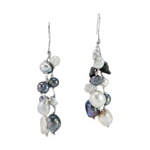 Beautiful Raceme of Glistening Freshwater Pearls Dangle Earrings - £13.65 GBP