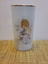 Vintage Precious Moments 1978 Tall Oval Glazed Flower Vase &quot;Love Is Kind&quot; - $8.05