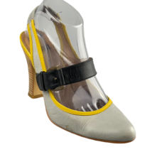 Solea Shoes Leather Stacked Heel Color-block Slingback Pumps Women&#39;s Eu ... - £14.09 GBP