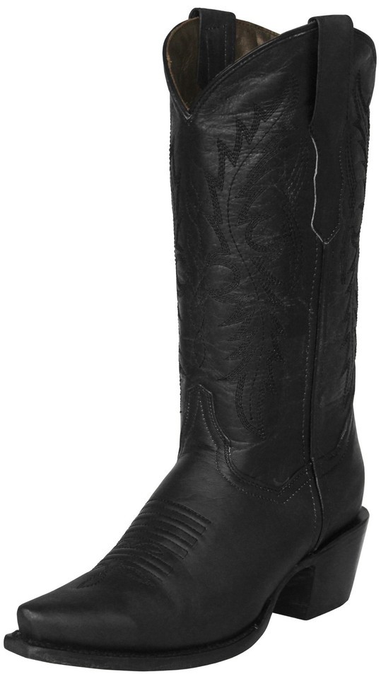 womens black mid calf dress boots Western Genuine Leather Snip Toe Rodeo and take a walk Bohemian Dresses Firerie Elegant Sexy Graduation Style:Dress