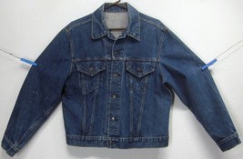 LEVI&#39;S Men&#39;s Large Dark Blue 100% Cotton Denim Jacket Metal Buttons Red ... - $93.81