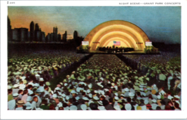 Night Scene at the Grant Park Concerts Chicago Illinois Postcard - £5.49 GBP