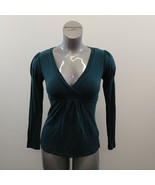 RW &amp; CO. Women&#39;s V Neck Long Sleeve Top Size Small Teal Tencel Blend - £8.51 GBP