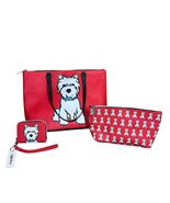 Marc Tetro 3 Pc Westie Dog Purse Tote w/ Wristlet Wallet &amp; Cosmetic Case... - €76,50 EUR