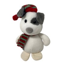 Target Dog Small Plush White Gray Red  Stuffed Animal With Scarf and Hat Sitting - $14.82