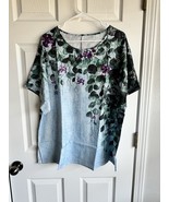 Satin Blue Green And Purple Relaxed Fit Women’s Short Sleeve Blouse - €10,01 EUR