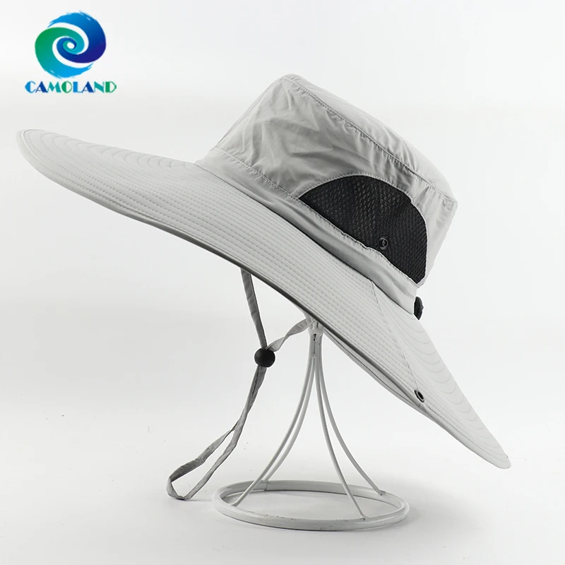 UPF50+ Women Long Wide Brim Sun Bucket Boonie Hat Mesh Breathable Fishing Hats - £15.74 GBP