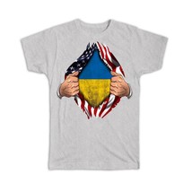 Ukraine : Gift T-Shirt Flag USA American Chest Ukrainian Expat Country - £19.74 GBP