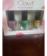 New! &quot;iGlow!&quot; 3 pc Mini &quot;Glittery&quot; NAIL POLISH Collection NIP - $351.21 MXN