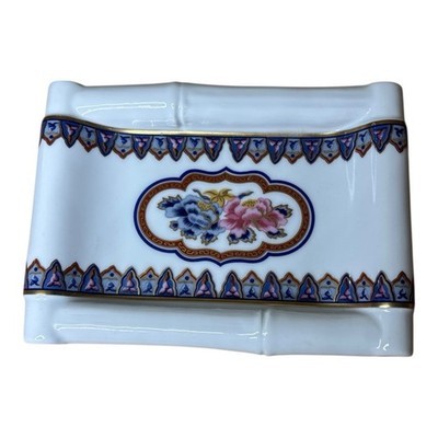 Elizabeth Arden CHINOISERIE Ceramic Rectangle Soap Dish Gold Accents 6" x 4-1/4" Item image 2