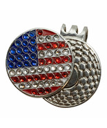 Golf ball marker with magnetic hat clip : USA Flag Bling - £7.69 GBP