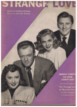 Strange Love Sheet Music Edward Heyman Miklos Rozsa Martha Ivers - $5.68