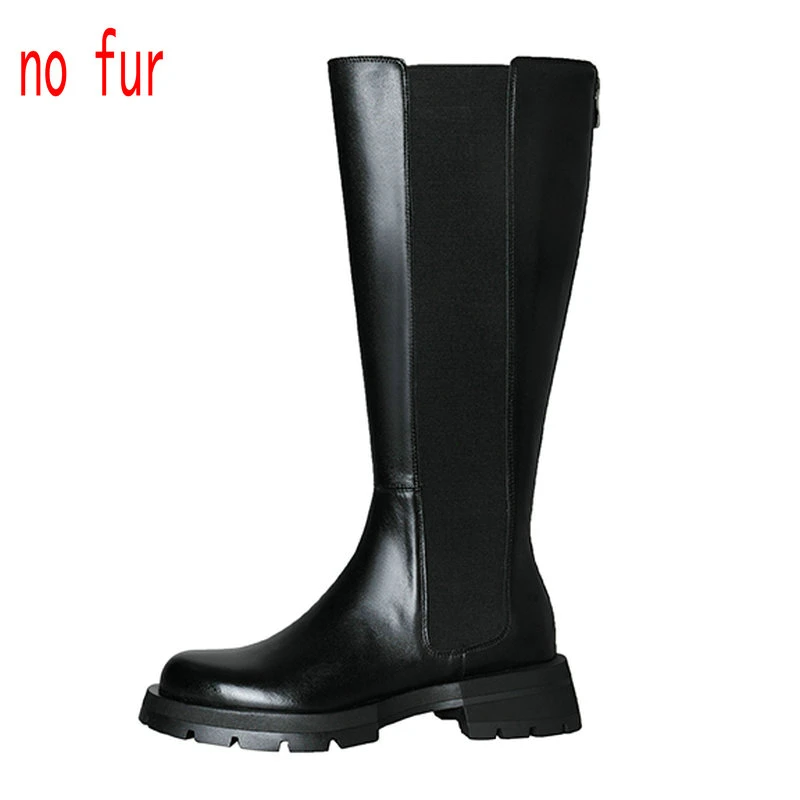 Women&#39;s Motorcycle Boots Leather Chelsea Knee High Boots Platform Riding Tall Bo - £242.02 GBP