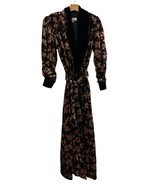 Vtg Christian Dior Size S Velvet Leafy Long Robe Belted Loungewear Castl... - $197.01