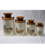 1988 Farmhouse &amp; Barn Scene Pottery Milk Jug Canister Set - Signed Nelli... - $1,326.91 MXN