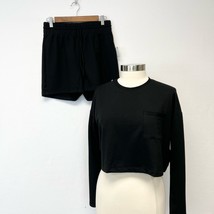 NEW Free People Intimately Free Sunny Set Black 2 Piece Set Shorts Crop Top  - $35.99