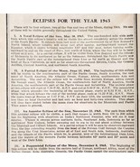 Eclipses Schedule And Full Moon Days 1965 Almanac Astronomy Ephemera DWNN4 - $27.22 CAD
