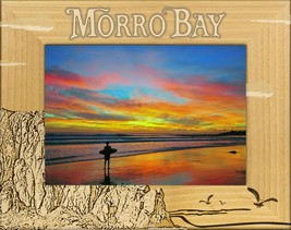 Morro Bay California Laser Engraved Wood Picture Frame (5 x 7) - £24.77 GBP