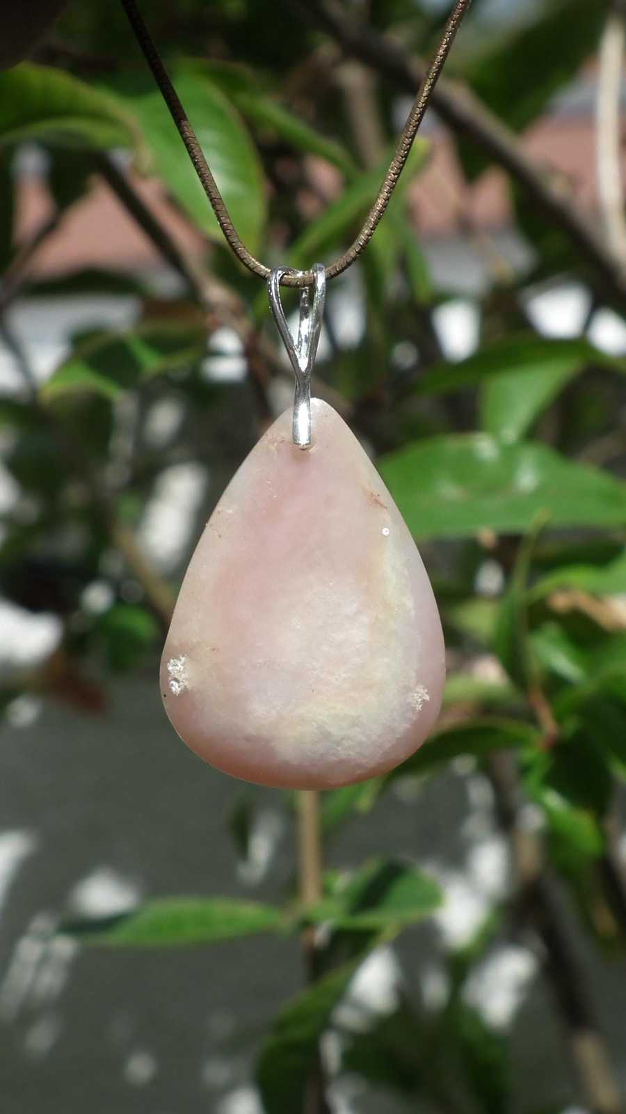 Authentic Pink Opal necklace with sterling silver bail - $23.12+