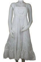 Monsoon Sun Dress Womens 12 White Broderie Anglaise Flocked Cotton Empir... - £21.66 GBP