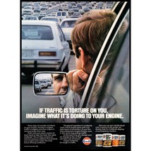 1983 Gulfpride Gulf Motor Oil Vintage Print Ad Rush Hour Traffic Jam Wall Art - £8.30 GBP