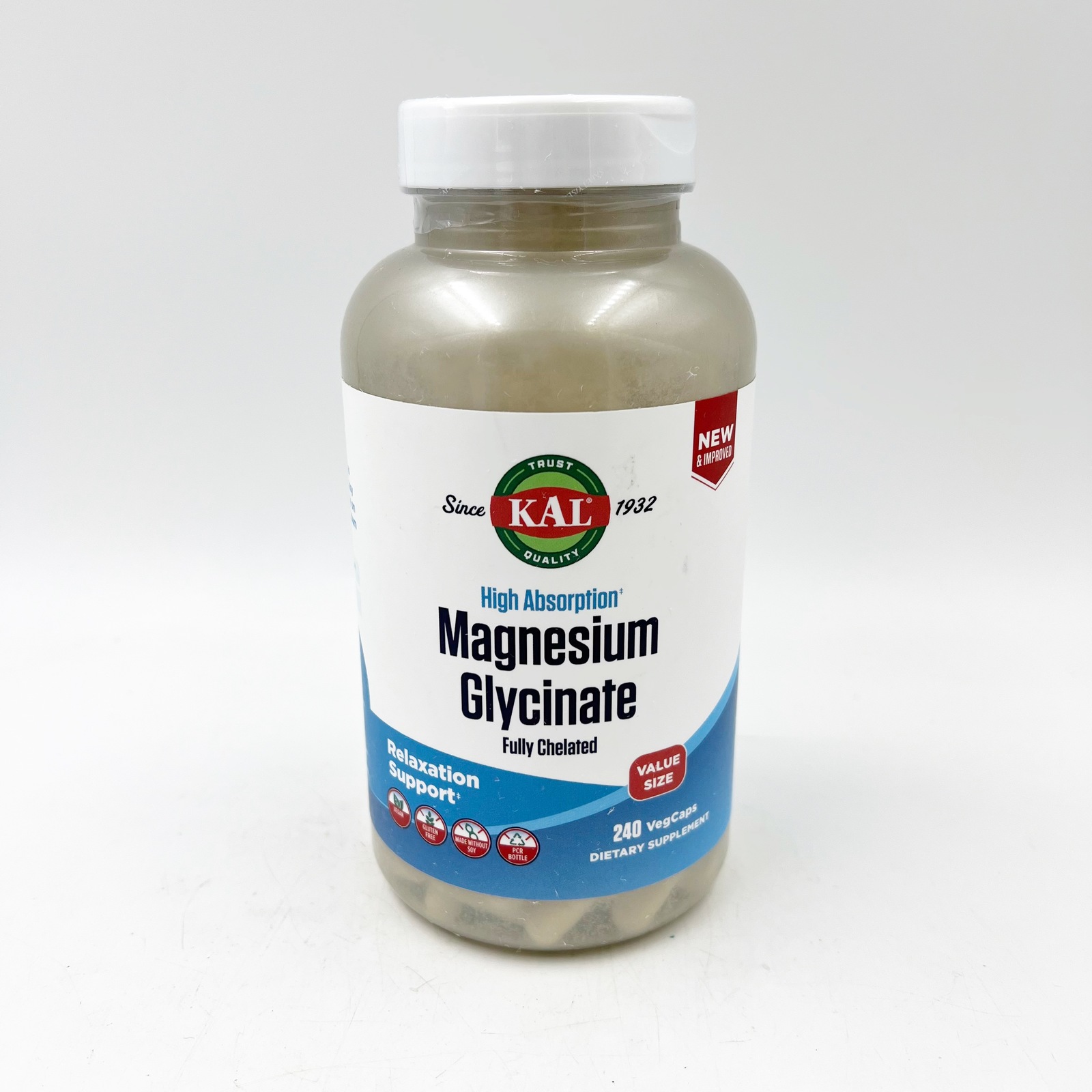 KAL Magnesium Glycinate, Fully Chelated 240 Count Exp 7/25 - $19.99