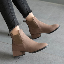 Mid Heel Boots Women&#39;s Autumn and Winter New Korean Style Women&#39;s Shoes Chunky H - £27.35 GBP